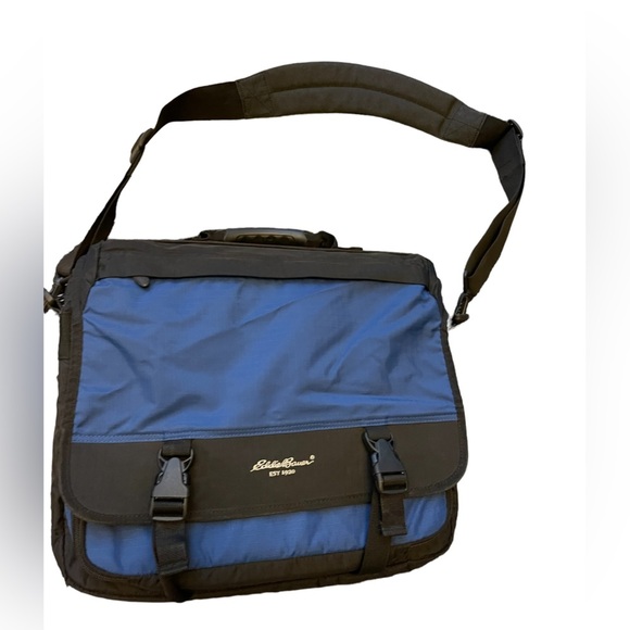 Eddie Bauer Blue & Black Messenger Bag with Laptop Carry on‎ Crossbody Bag - Picture 14 of 14